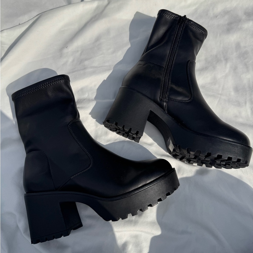 Call It Spring - Black Platform High Ankle Boots - size 6.5